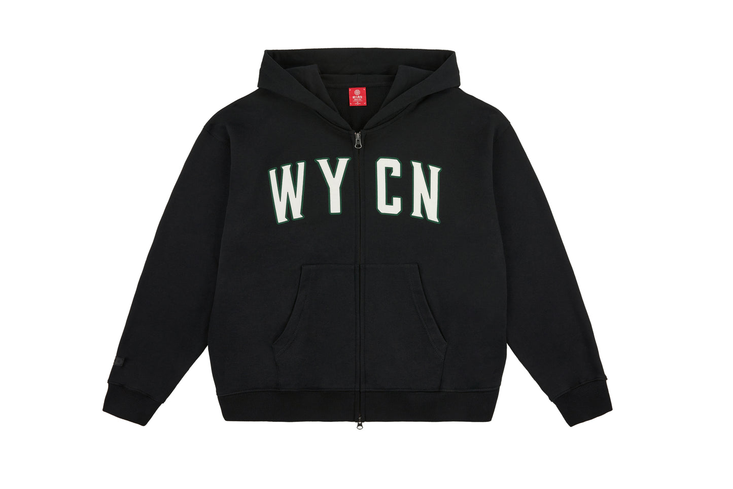 WYCN Letter Patch Hooded Zip Sweatshirt