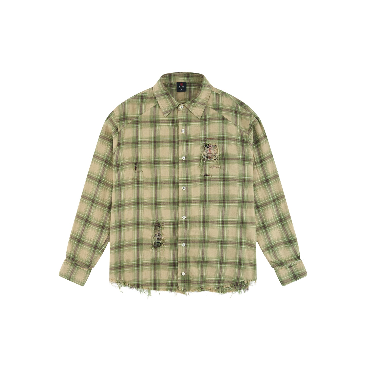 WAH YAN CHING NIN Destroyed Plaid Shirt