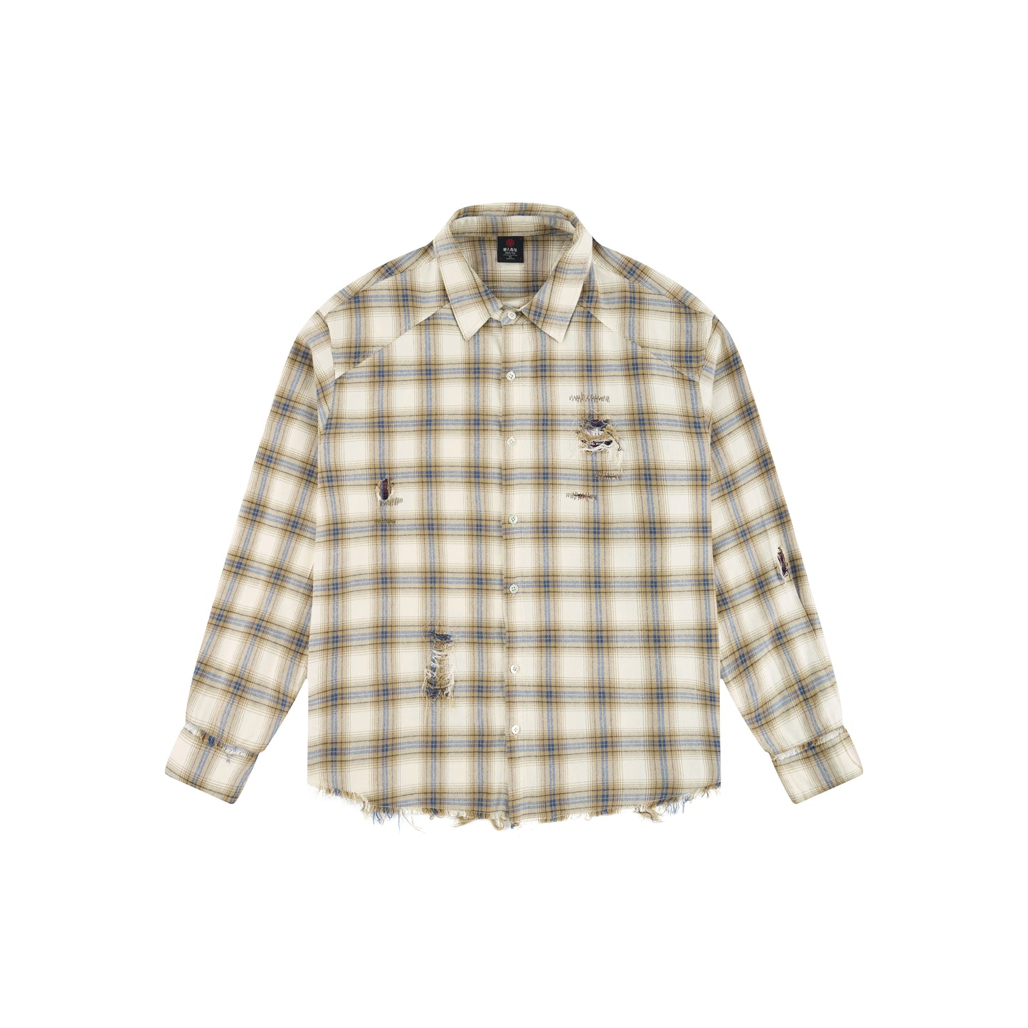 WAH YAN CHING NIN Destroyed Plaid Shirt