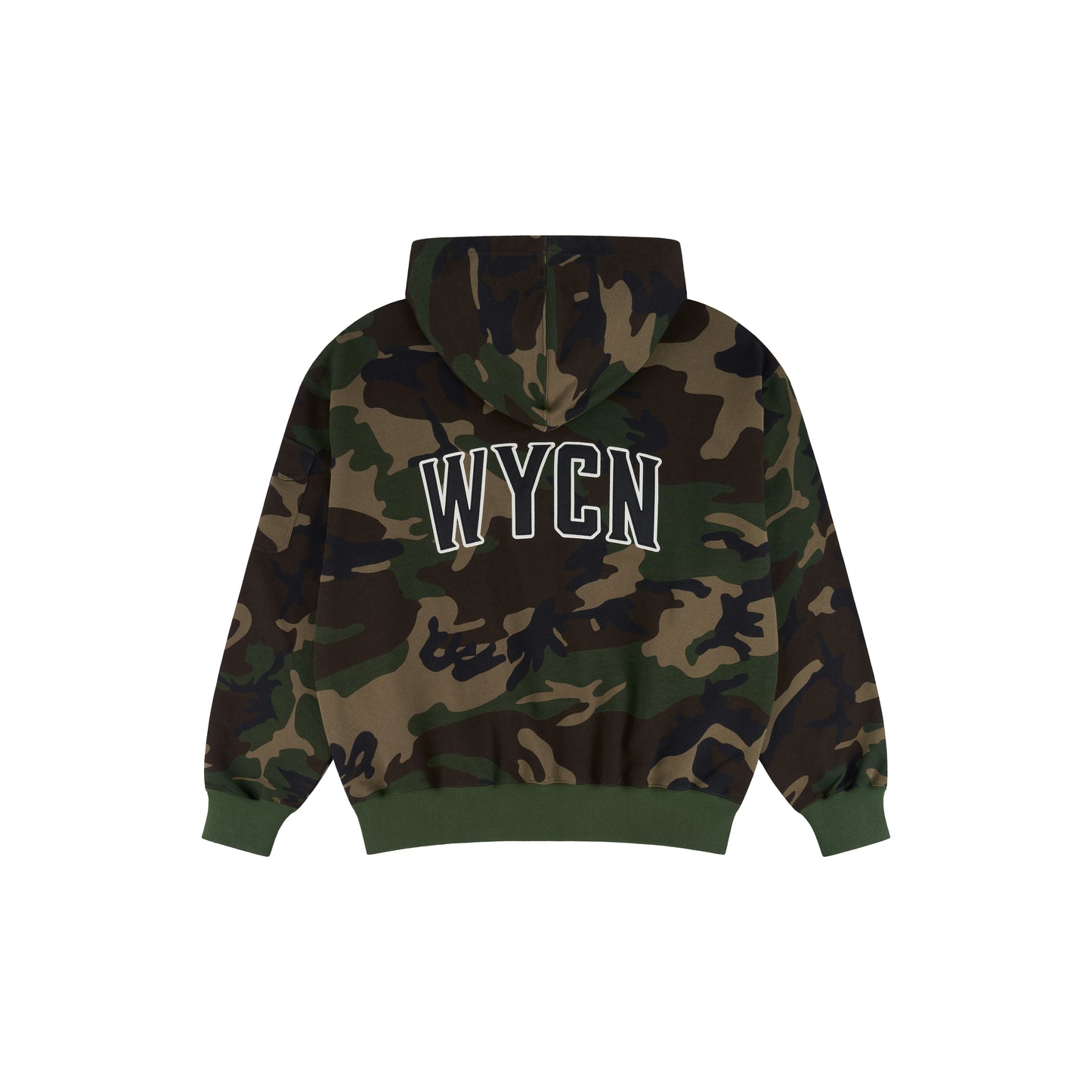 WAH YAN CHING NIN WYCN Embroidered Patch Camouflage Zip Hoodie