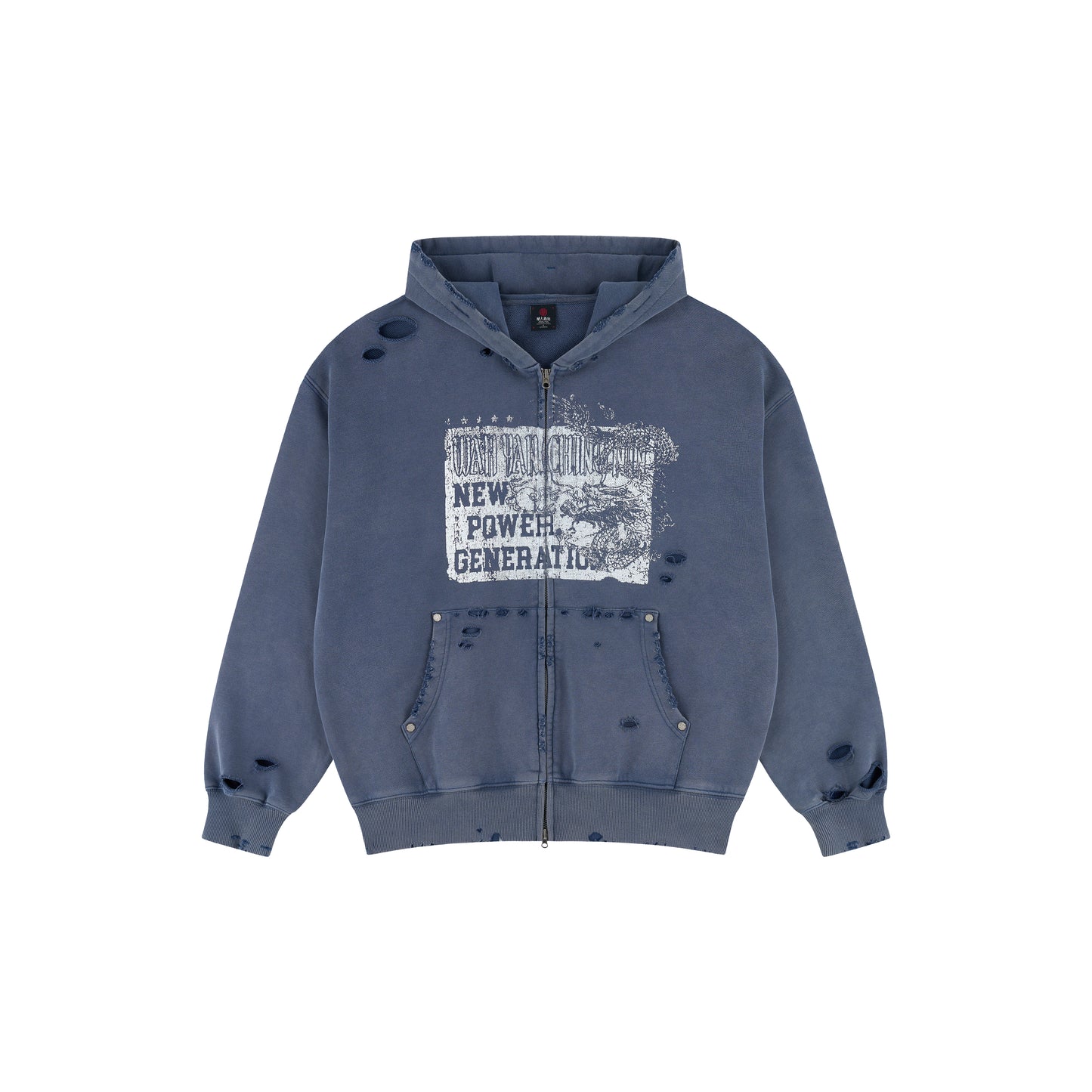 WAH YAN CHING NIN Dragon Poster Washed Distressed Hoodie