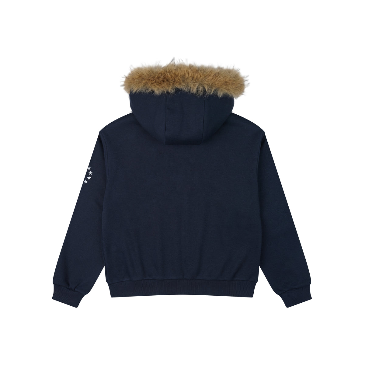 WAH YAN CHING NIN Fur-collar Badge Embroidered Zip-up Hoodie