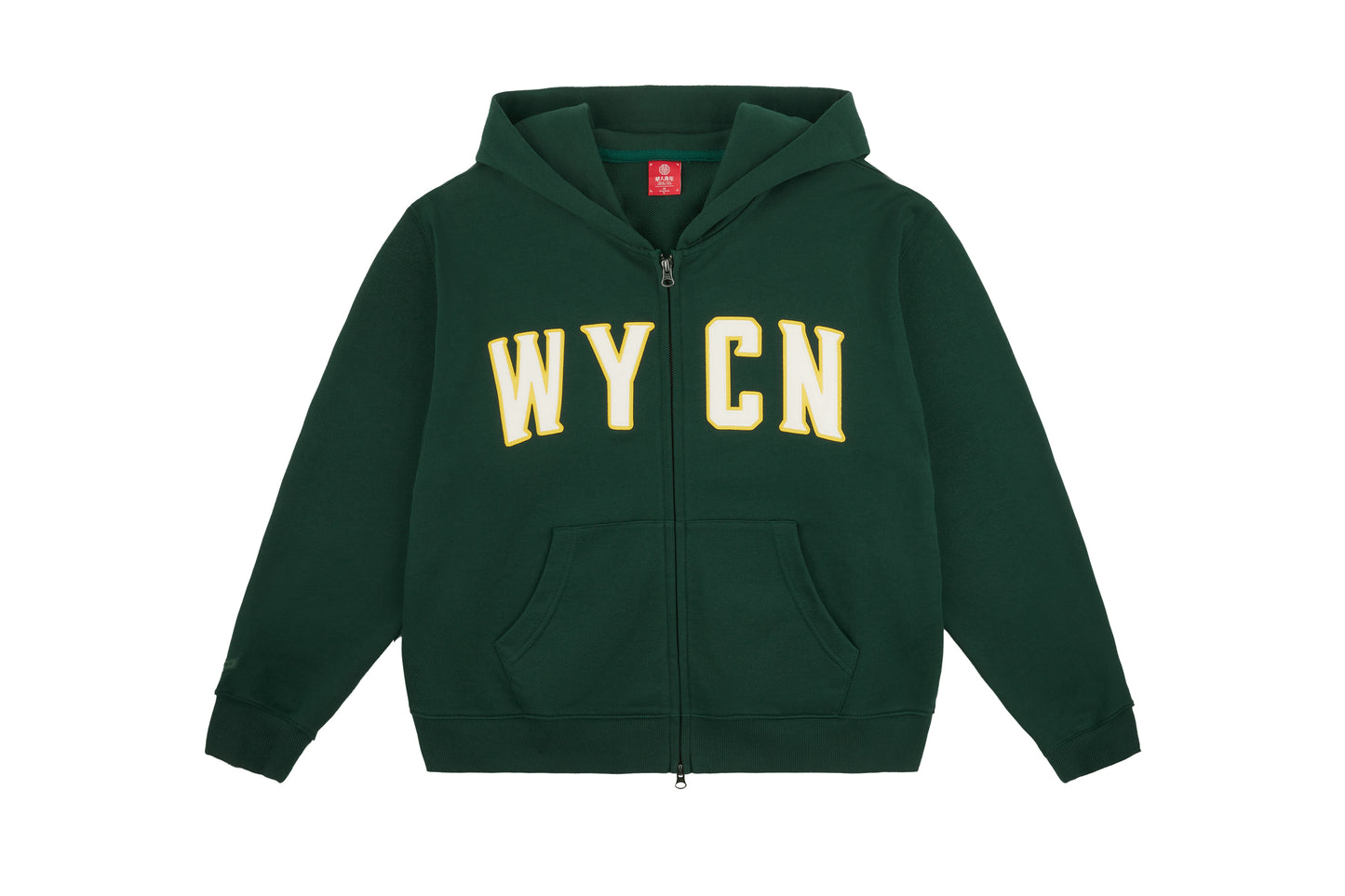 WYCN Letter Patch Hooded Zip Sweatshirt