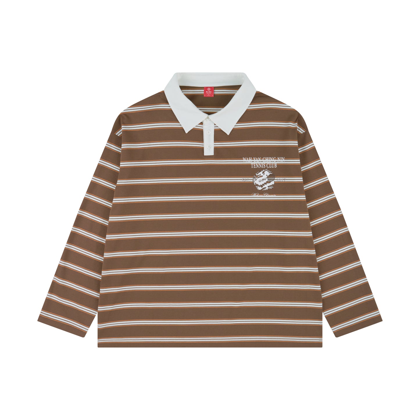 WAH YAN CHING NIN Tennis Dragon Stripe Long Sleeve Polo