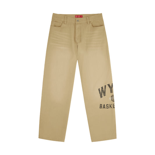 WYCN Basketball Printed Washed Jeans