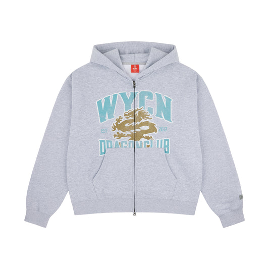 WYCN Dragon Print Hooded Zip Sweatshirt