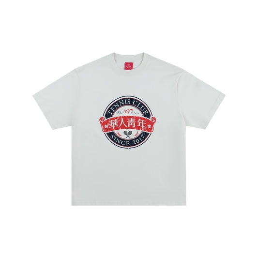 WAH YAN CHING NIN Tennis Club Circle Logo Fitted T-Shirt