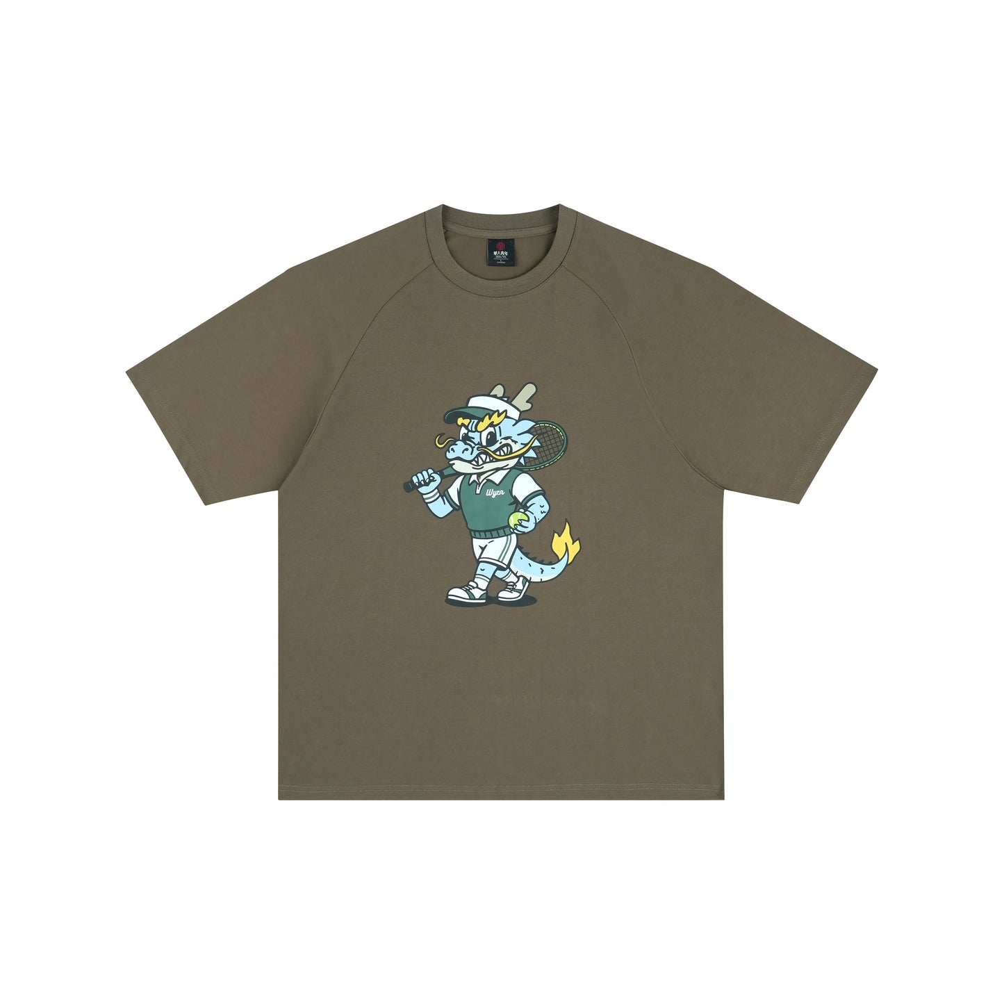 WAH YAN CHING NIN Tennis Dragon Character Raglan T-Shirt