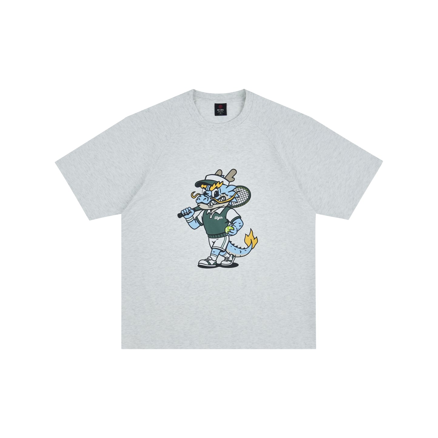 WAH YAN CHING NIN Tennis Dragon Character Raglan T-Shirt