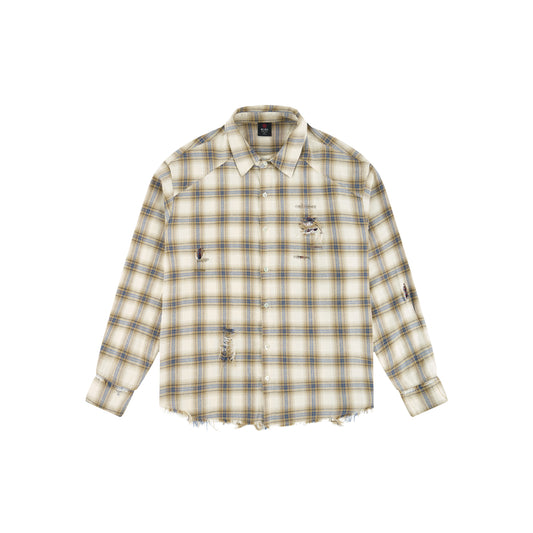 WAH YAN CHING NIN Destroyed Plaid Shirt