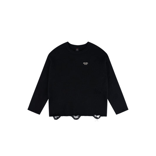 WAH YAN CHING NIN Small Logo Distressed Sweater