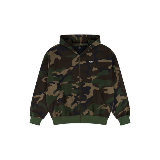 WAH YAN CHING NIN WYCN Embroidered Patch Camouflage Zip Hoodie