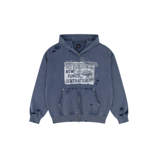 WAH YAN CHING NIN Dragon Poster Washed Distressed Hoodie