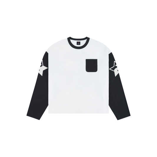 WAH YAN CHING NIN Colorblocked Printed Pocket Long Sleeve