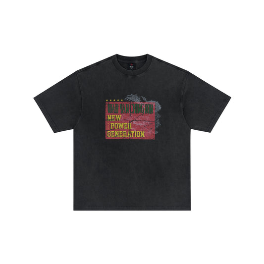 WAH YAN CHING NIN Washed Distressed Poster T-shirt