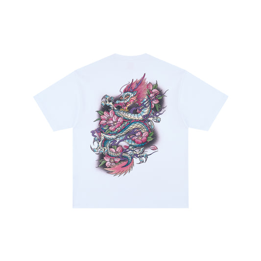 WAH YAN CHING NIN Rhinestone Peach Blossom Dragon T-Shirt