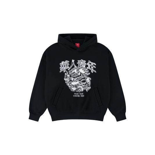 WAH YAN CHING NIN Liquid Sliver Metal Dragon Hoodie
