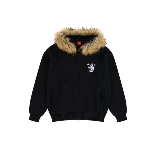 WAH YAN CHING NIN Fur Collar Zip Sweater