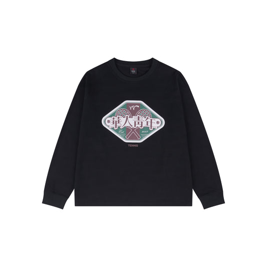 WAH YAN CHING NIN Vintage Tennis Print Long Sleeve T-Shirt