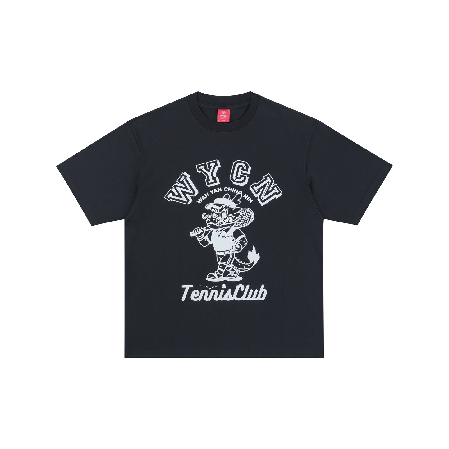 WAH YAN CHING NIN Tennis Dragon Character Swing Graphic T-shirt