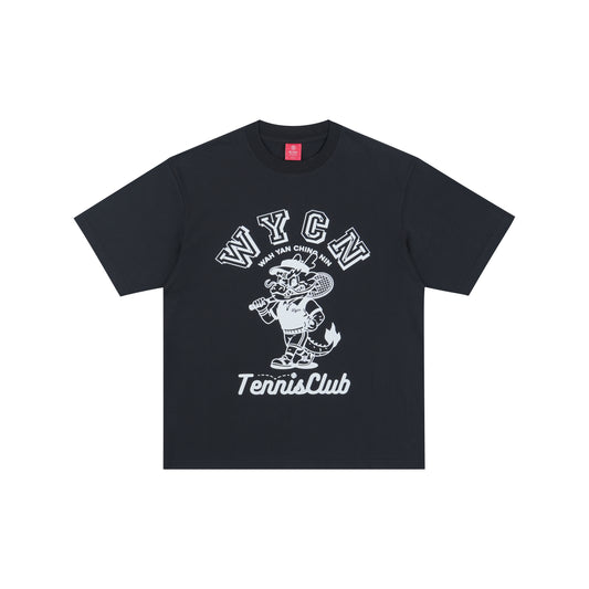 WAH YAN CHING NIN Tennis Dragon Character Swing Graphic T-shirt