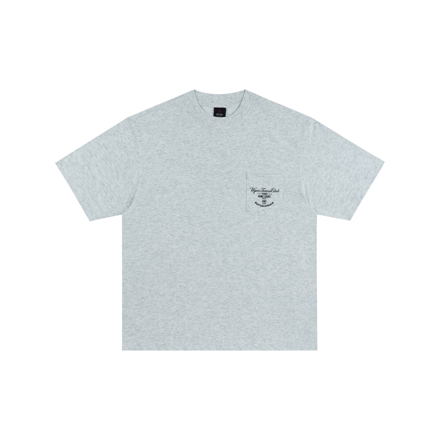 WAH YAN CHING NIN Script Tennis Home Court Small Pocket Loose T-shirt