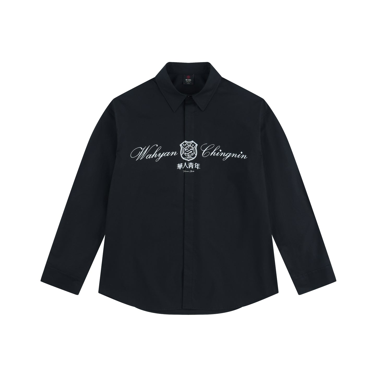 WAH YAN CHING NIN Script Badge Print Long Sleeve Shirt