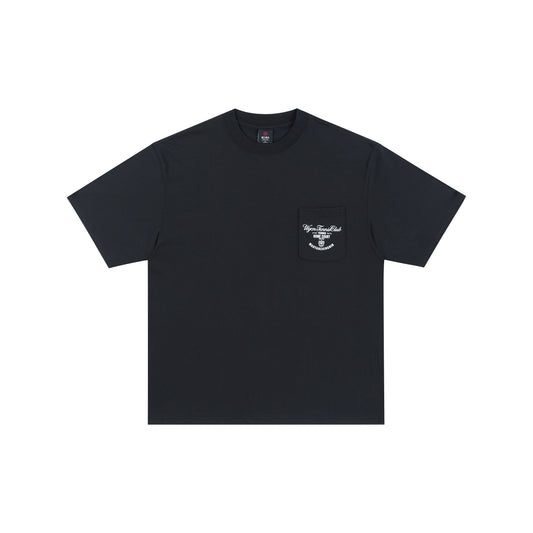 WAH YAN CHING NIN Script Tennis Home Court Small Pocket Loose T-shirt