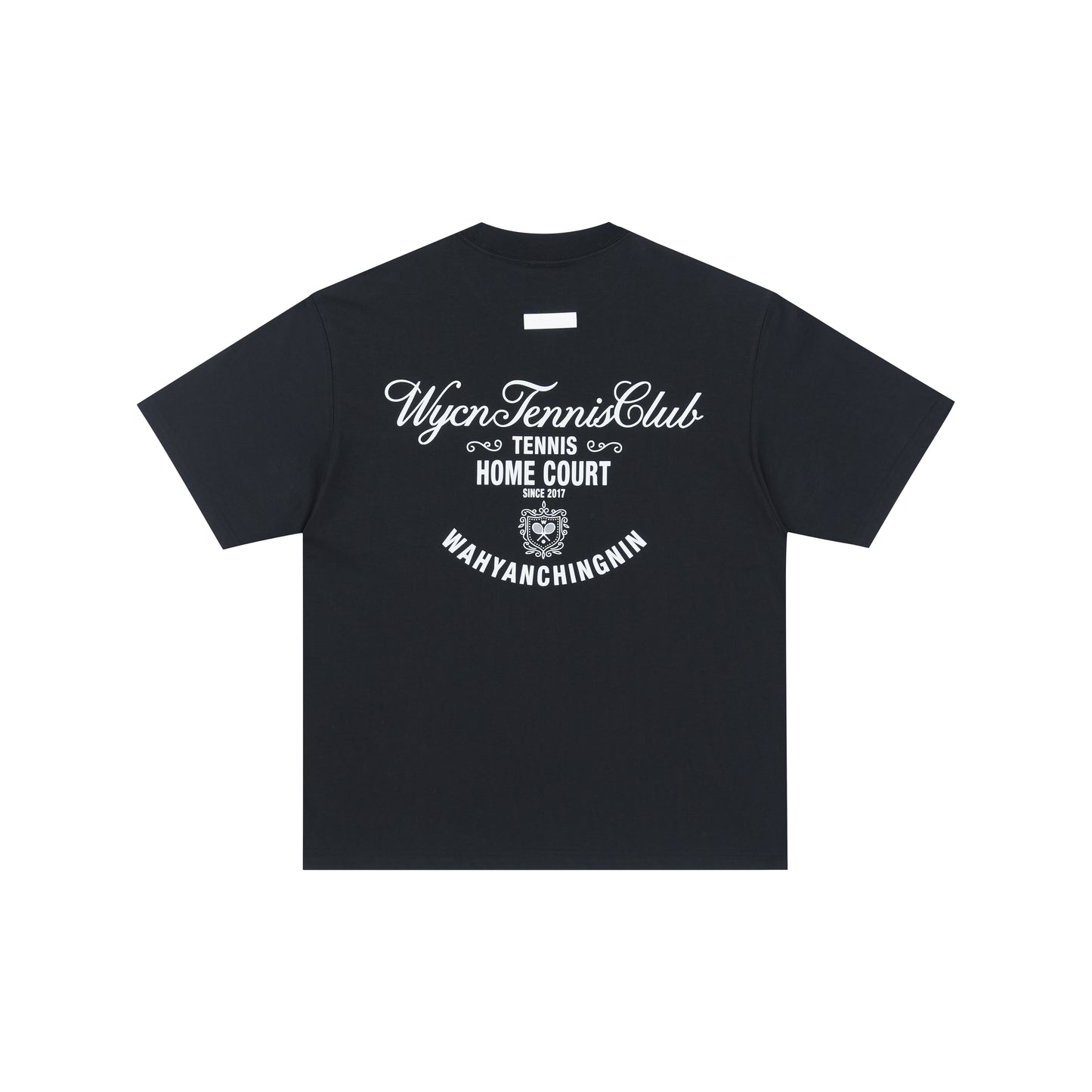 WAH YAN CHING NIN Script Tennis Home Court Small Pocket Loose T-shirt
