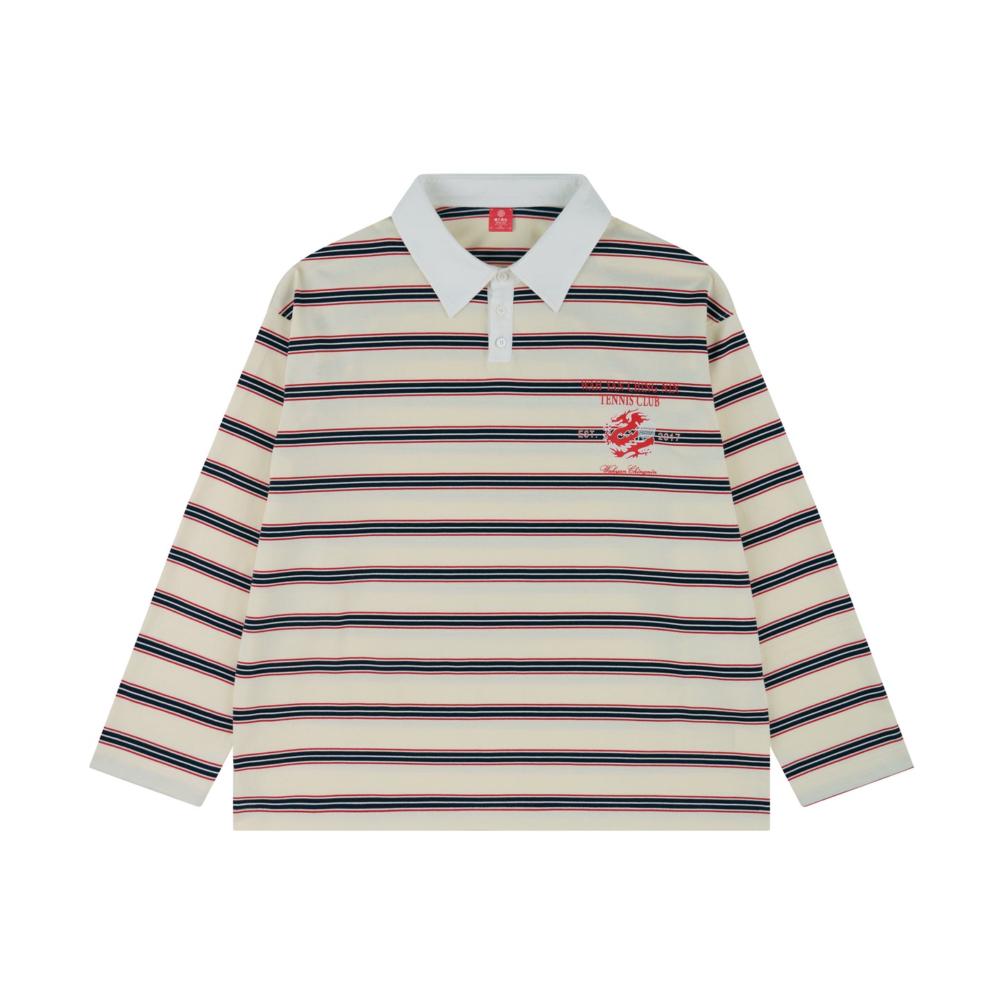WAH YAN CHING NIN Tennis Dragon Stripe Long Sleeve Polo