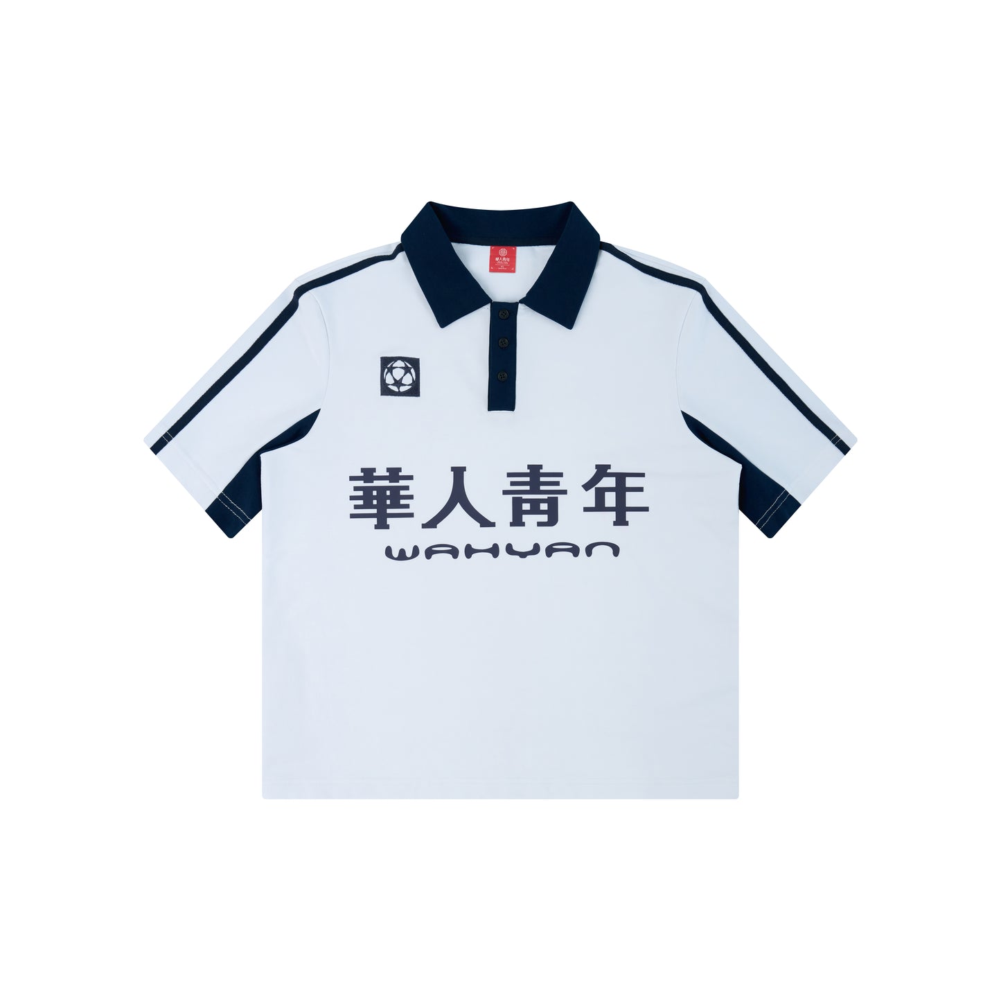 WAH YAN CHING NIN Striped Soccer Logo Polo