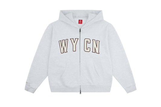 WYCN Letter Patch Hooded Zip Sweatshirt