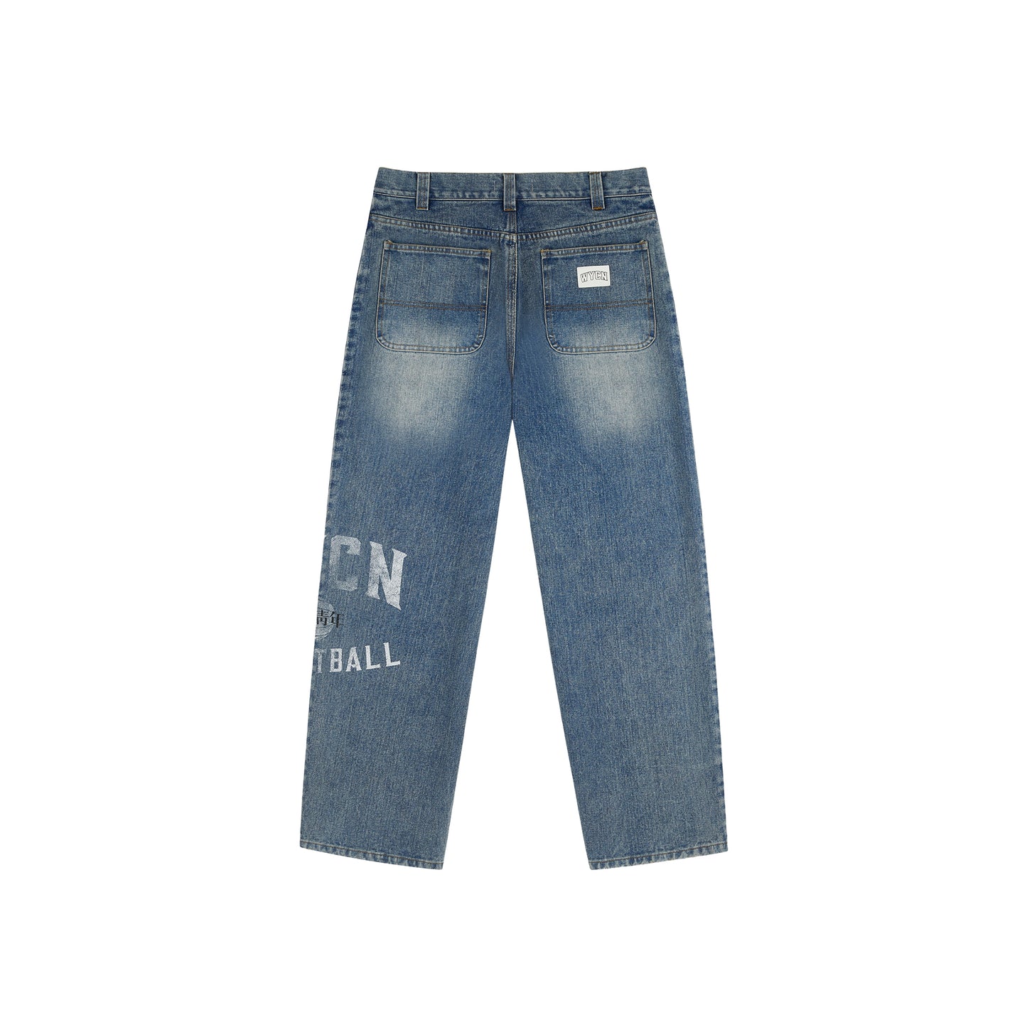 WAH YAN CHING NIN Basketball Printed Washed Jeans